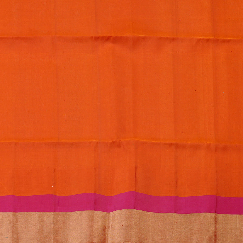 Hayagrivas White Handloom Soft Silk Saree with Orange Border KBE100D7-2