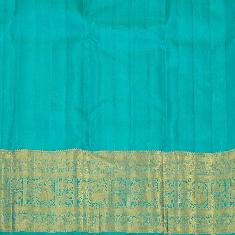 Hayagrivas Handloom Violet Kanjivaram Silk Saree with Bright Teal Border KBE1012I2-7