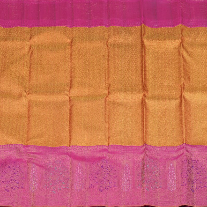 Hayagrivas Handloom Kanjivaram Silk Saree in Golden Orange with Pink contrast KBE1012I5-1