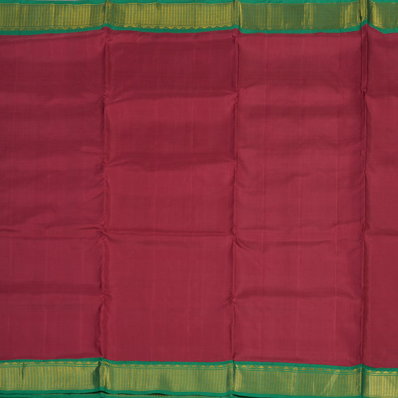 Hayagrivas Handloom Maroon Kanjivaram Ten Yards Silk Saree with Green Border KBE1013I9-1