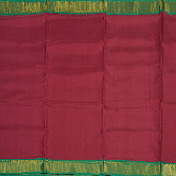 Hayagrivas Handloom Maroon Kanjivaram Ten Yards Silk Saree with Green Border KBE1013I9-1