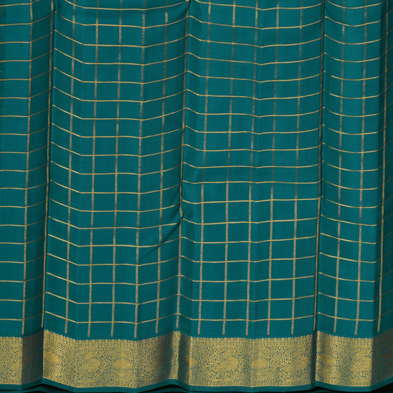 Hayagrivas Handlooom Black Kanjivaram Silk Saree with Peacock Green Border KBE1014I3-1