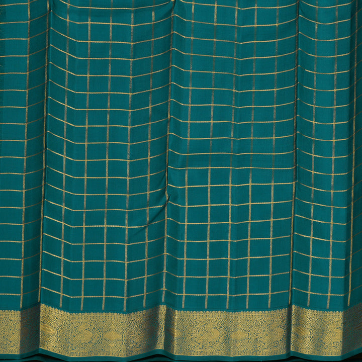 Hayagrivas Handlooom Black Kanjivaram Silk Saree with Peacock Green Border KBE1014I3-1