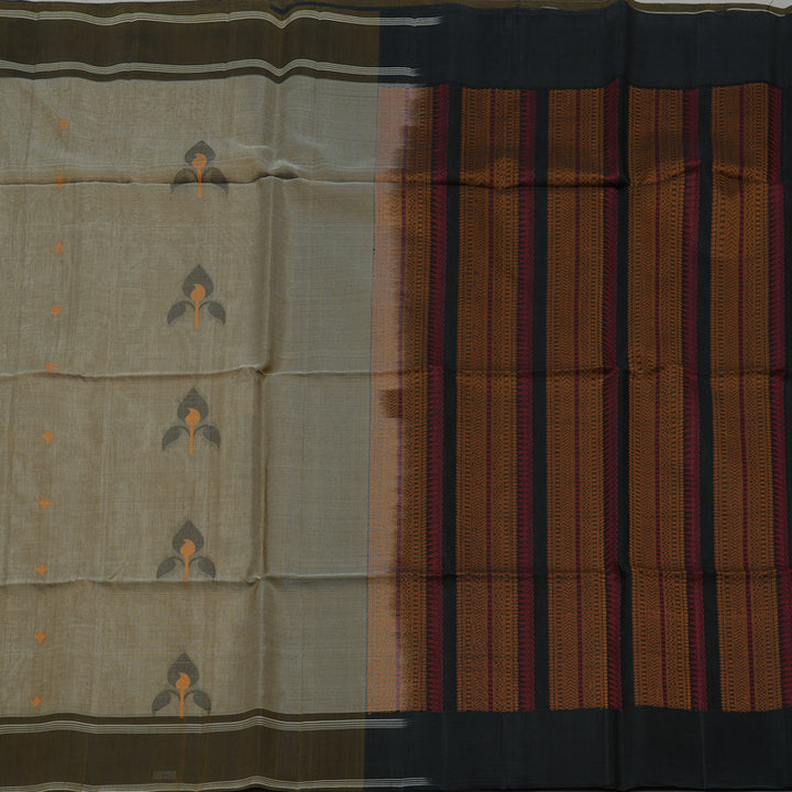 Hayagrivas Handloom Kora Silk Cotton Saree in Soft Beige KBE101D2-17