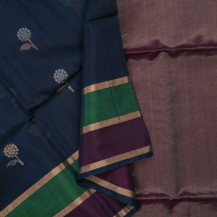 Hayagrivas Karum Neelam Pure Kora Silk Cotton Saree KBE101D3-13