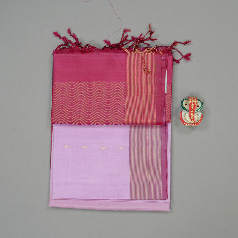 Hayagrivas Lilac Colour Handloom Soft Silk Saree with Pink Border KBE101D5-18