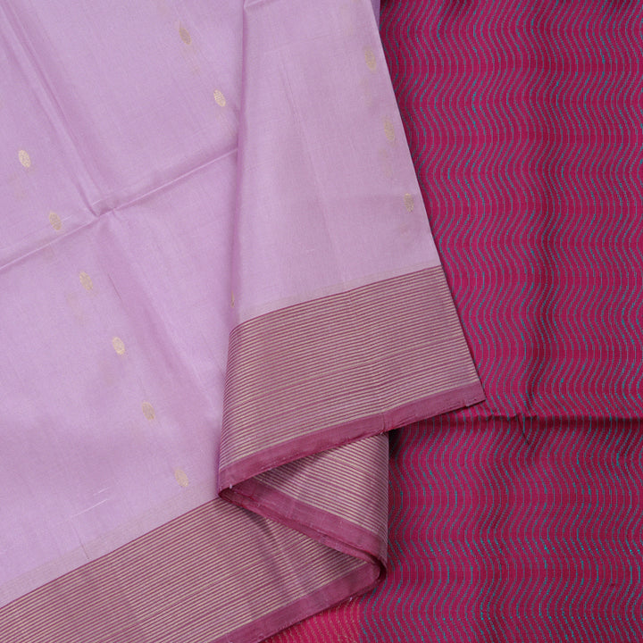 Hayagrivas Lilac Colour Handloom Soft Silk Saree with Pink Border KBE101D5-18