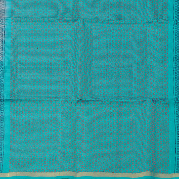 Hayagrivas Baby Peach Handloom Soft Silk Saree with Sea Blue Border KBE101D5-28