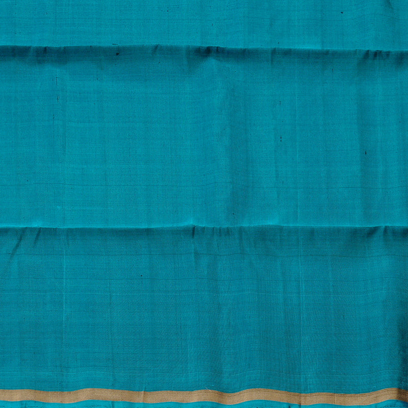 Hayagrivas Bluish Grey Handloom Soft Silk Saree with Teal Blue Border KBE101D5-32