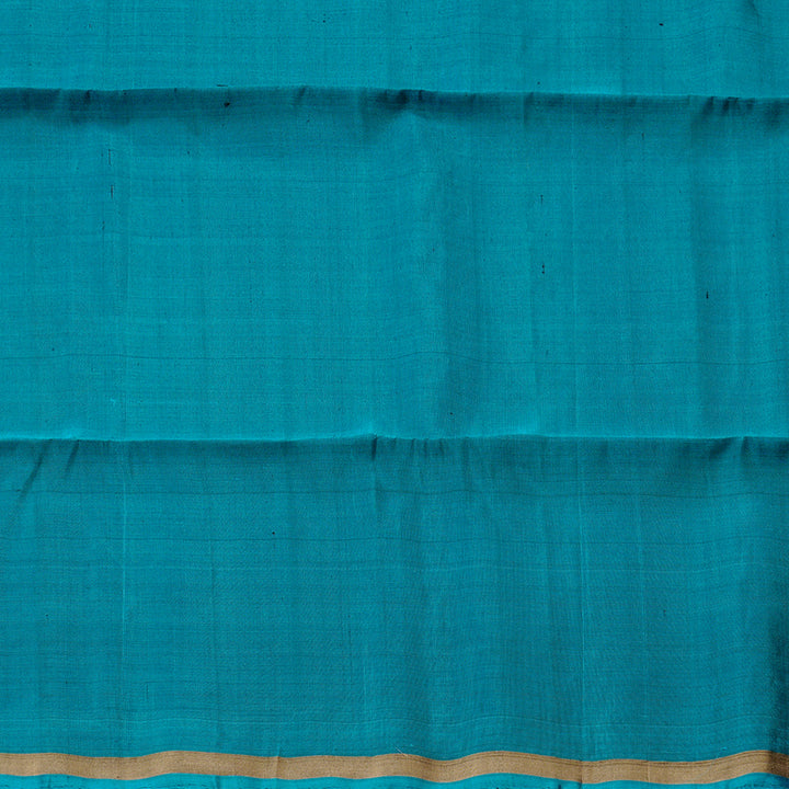 Hayagrivas Bluish Grey Handloom Soft Silk Saree with Teal Blue Border KBE101D5-32