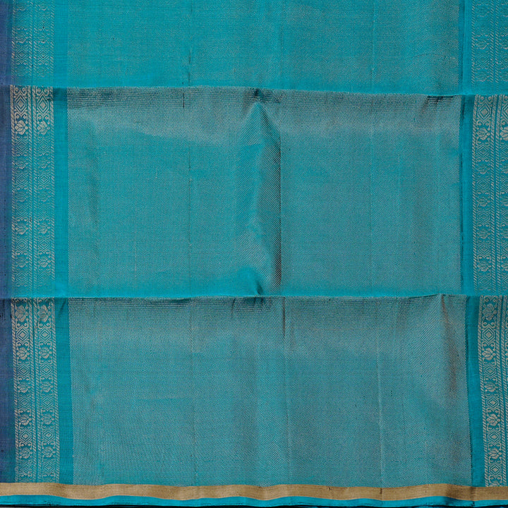 Hayagrivas Bluish Grey Handloom Soft Silk Saree with Teal Blue Border KBE101D5-32