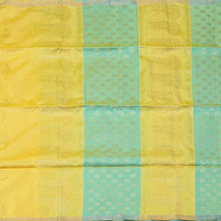 Hayagrivas Lemon Yellow Handloom Soft Silk Saree KBE101D5-35