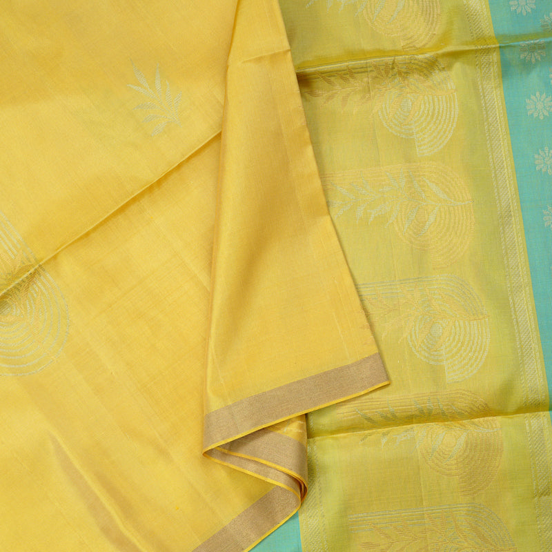 Hayagrivas Lemon Yellow Handloom Soft Silk Saree KBE101D5-35