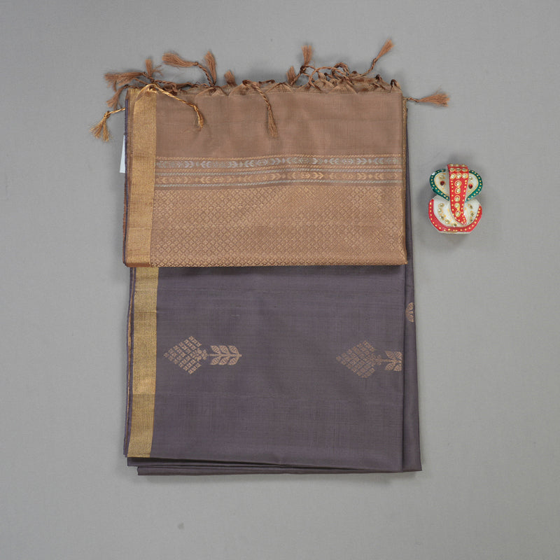 Hayagrivas Handloom Soft Silk Saree in Stylish Dark Grey KBE101D5-41