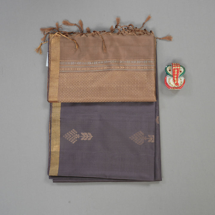 Hayagrivas Handloom Soft Silk Saree in Stylish Dark Grey KBE101D5-41
