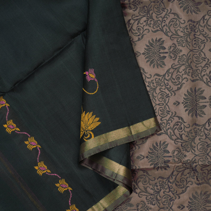 Hayagrivas Handloom Soft Silk Saree in Stylish Black KBE101D5-45