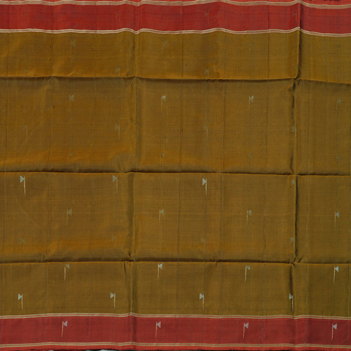 Hayagrivas Honey Mustard Handloom Soft Silk Saree with Wine Red Border KBE101D5-8