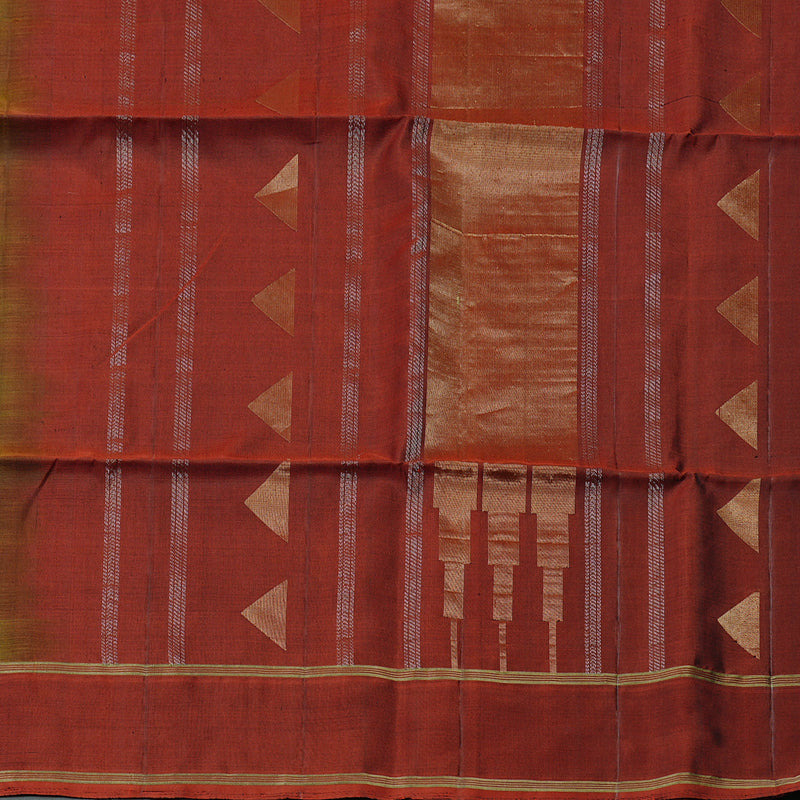 Hayagrivas Honey Mustard Handloom Soft Silk Saree with Wine Red Border KBE101D5-8