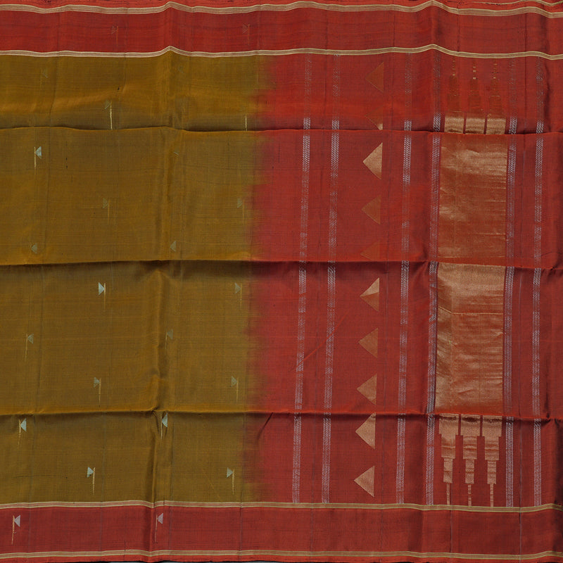 Hayagrivas Honey Mustard Handloom Soft Silk Saree with Wine Red Border KBE101D5-8
