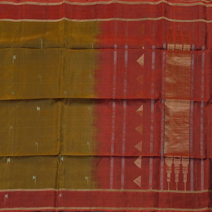 Hayagrivas Honey Mustard Handloom Soft Silk Saree with Wine Red Border KBE101D5-8