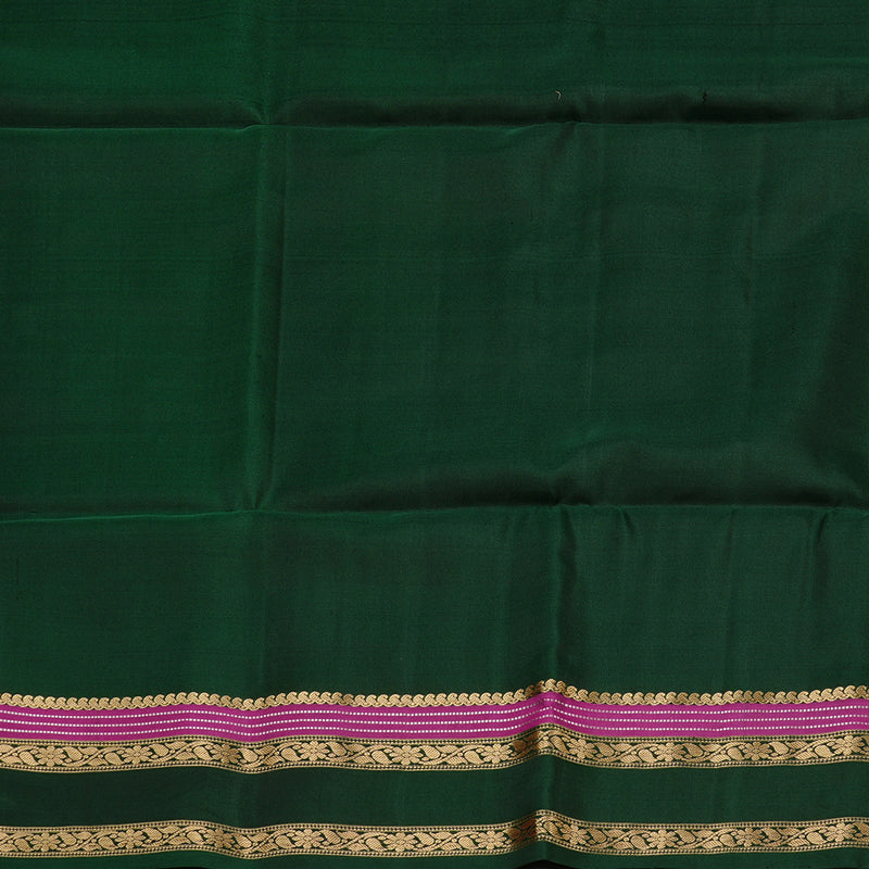 Hayagrivas Silver Grey Handloom Soft Silk Saree with Bottle Green Border KBE101D6-18