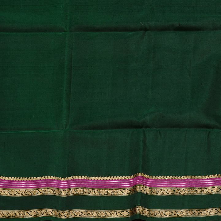 Hayagrivas Silver Grey Handloom Soft Silk Saree with Bottle Green Border KBE101D6-18