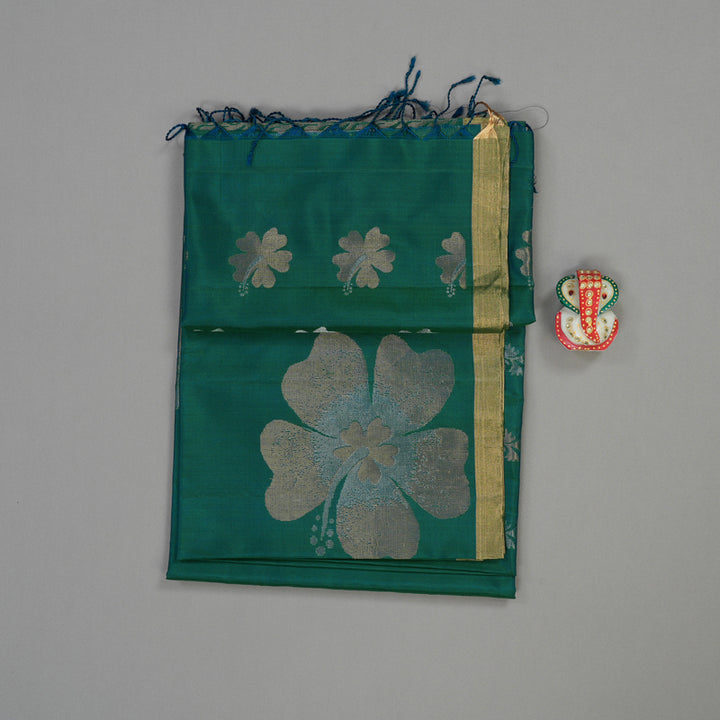 Hayagrivas Handloom Soft Silk Saree in Radiant Peacock Green KBE101D7-10