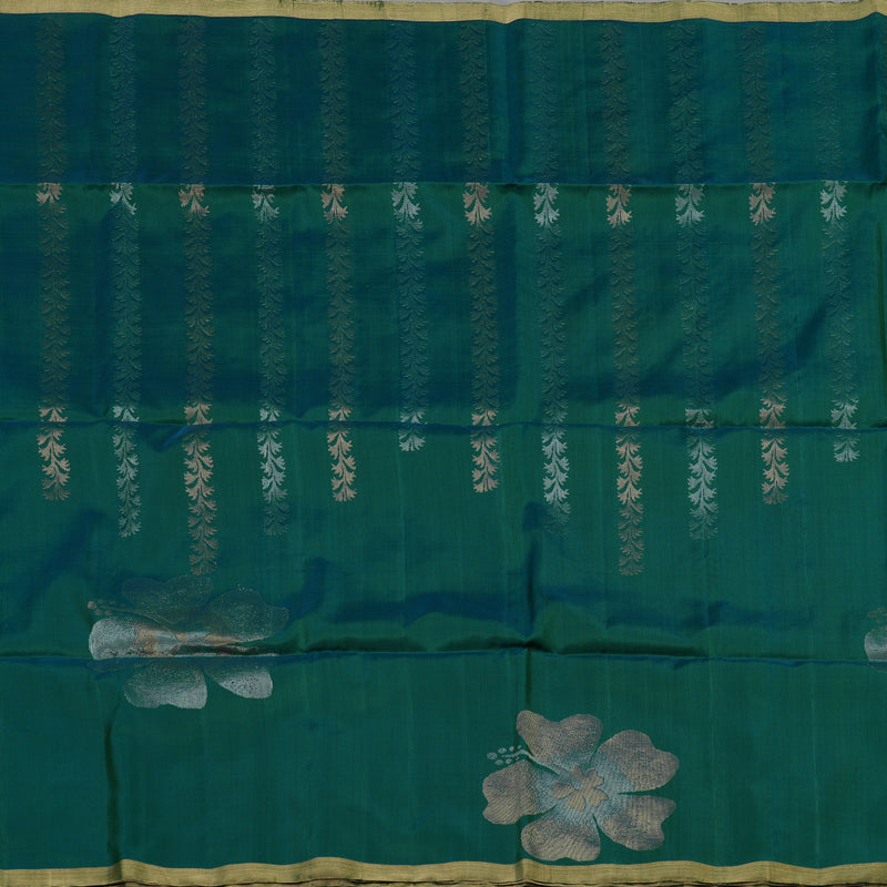 Hayagrivas Handloom Soft Silk Saree in Radiant Peacock Green KBE101D7-10