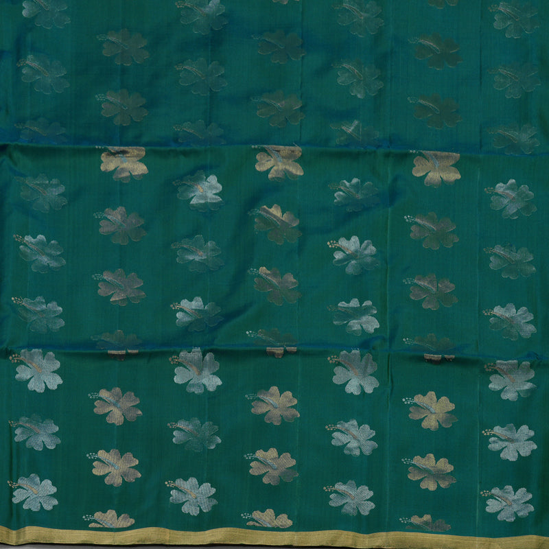 Hayagrivas Handloom Soft Silk Saree in Radiant Peacock Green KBE101D7-10