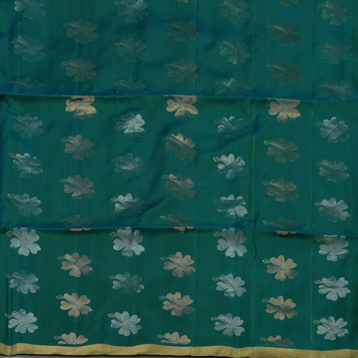 Hayagrivas Handloom Soft Silk Saree in Radiant Peacock Green KBE101D7-10