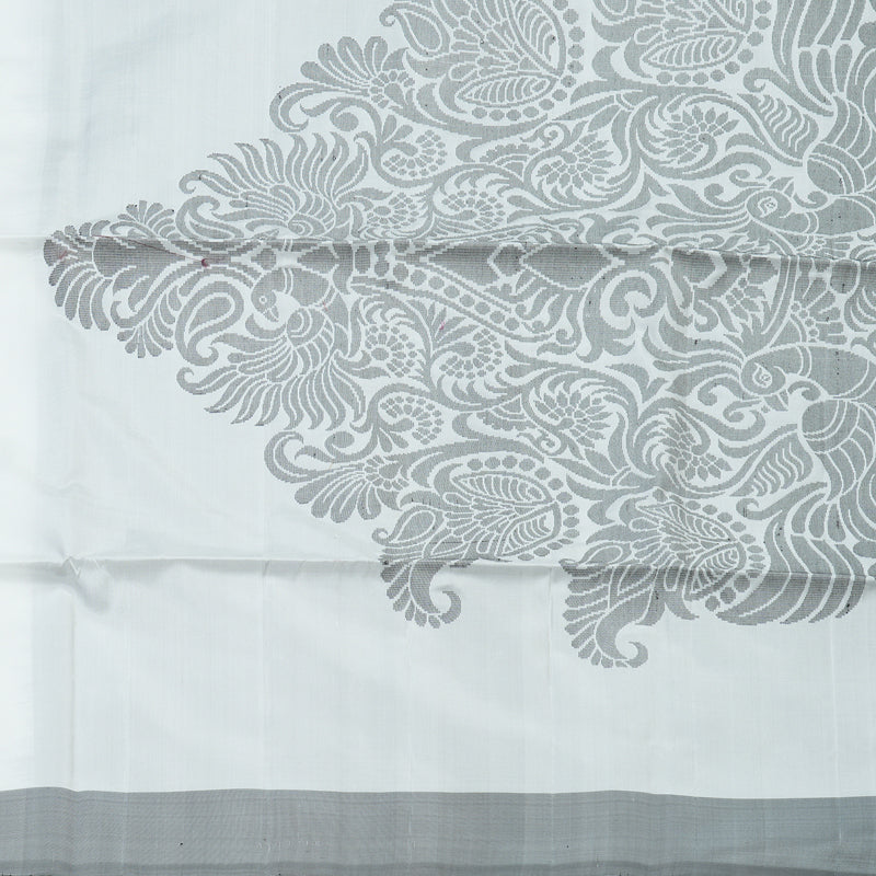 Hayagrivas Handloom Soft Silk Saree in Pristine White KBE101D7-4