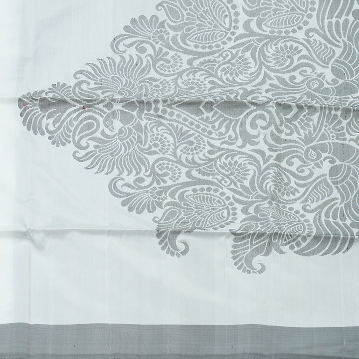 Hayagrivas Handloom Soft Silk Saree in Pristine White KBE101D7-4