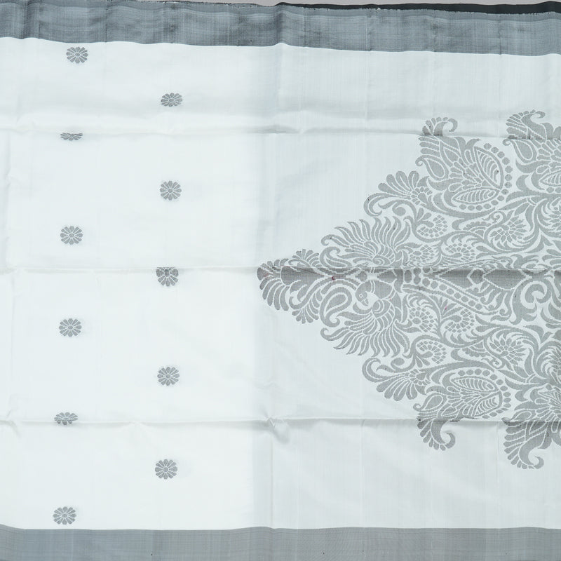 Hayagrivas Handloom Soft Silk Saree in Pristine White KBE101D7-4