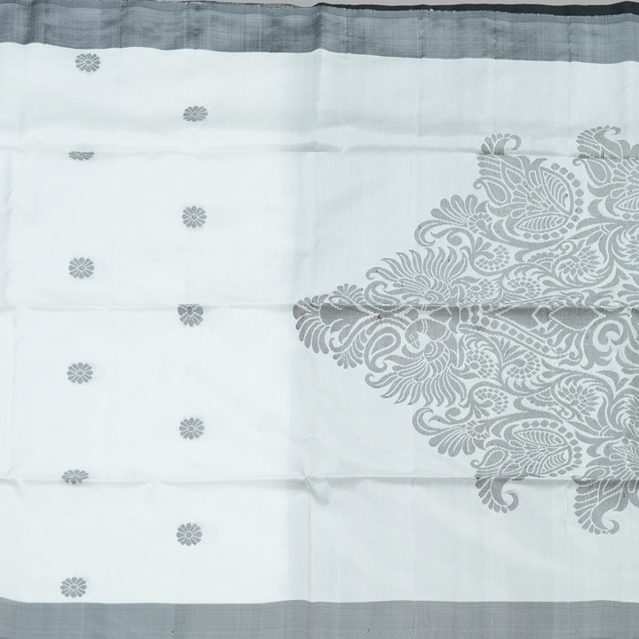 Hayagrivas Handloom Soft Silk Saree in Pristine White KBE101D7-4