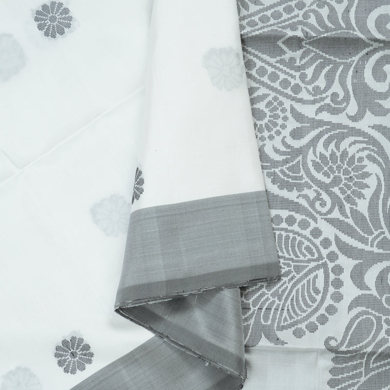 Hayagrivas Handloom Soft Silk Saree in Pristine White KBE101D7-4