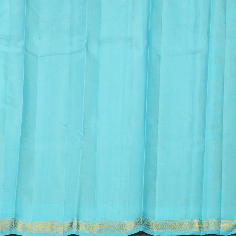 Hayagrivas Handloom Peach Kanjivaram Silk Saree with Sky Blue Border KBE1023I3-1