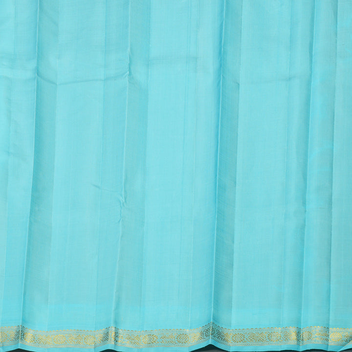 Hayagrivas Handloom Peach Kanjivaram Silk Saree with Sky Blue Border KBE1023I3-1