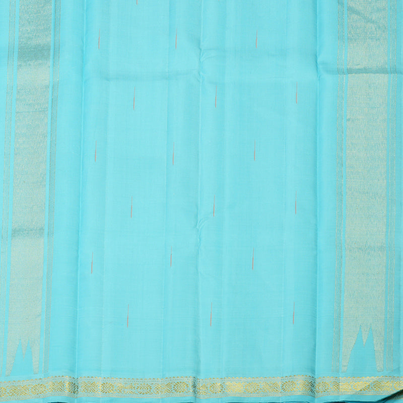 Hayagrivas Handloom Peach Kanjivaram Silk Saree with Sky Blue Border KBE1023I3-1