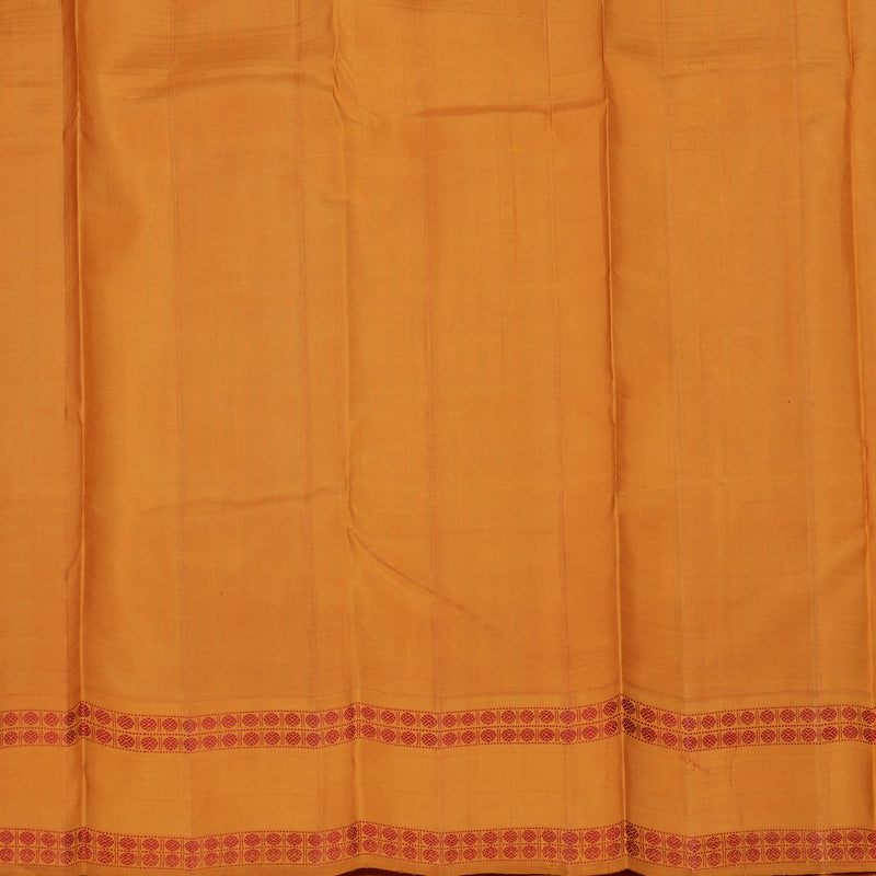 Hayagrivas Handloom Maroon & Green Stripes Kanjivaram Silk Saree with Mustard Border KBE1023I3-4