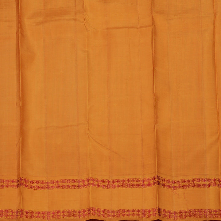 Hayagrivas Handloom Maroon & Green Stripes Kanjivaram Silk Saree with Mustard Border KBE1023I3-4
