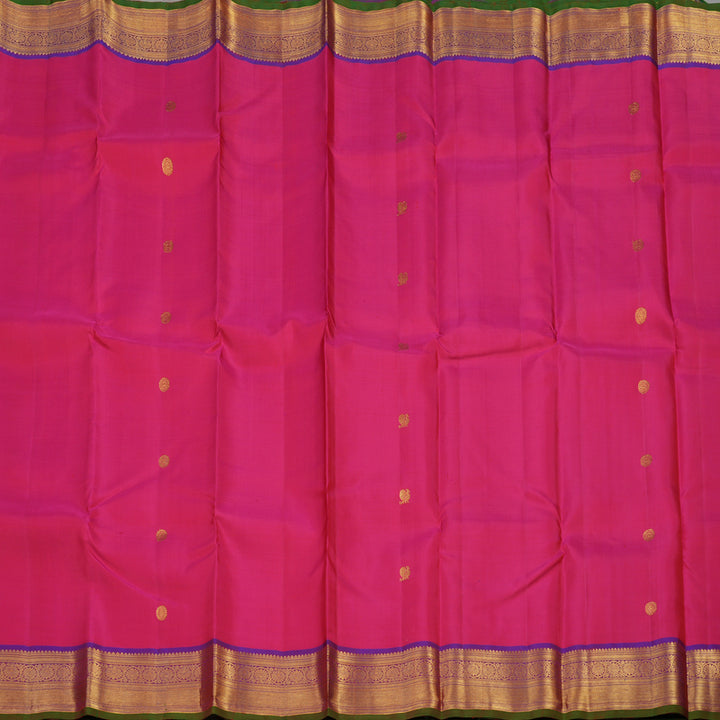 Hayagrivas Handloom Rani Pink Kanjivaram Silk Saree with Purple Border KBE1026I3-11