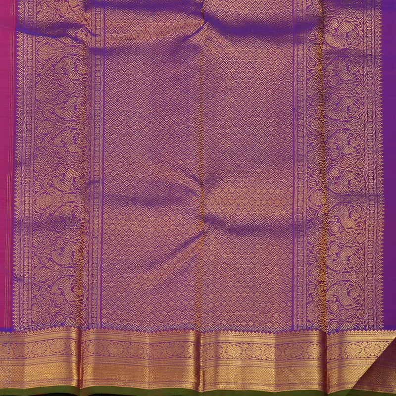 Hayagrivas Handloom Rani Pink Kanjivaram Silk Saree with Purple Border KBE1026I3-11
