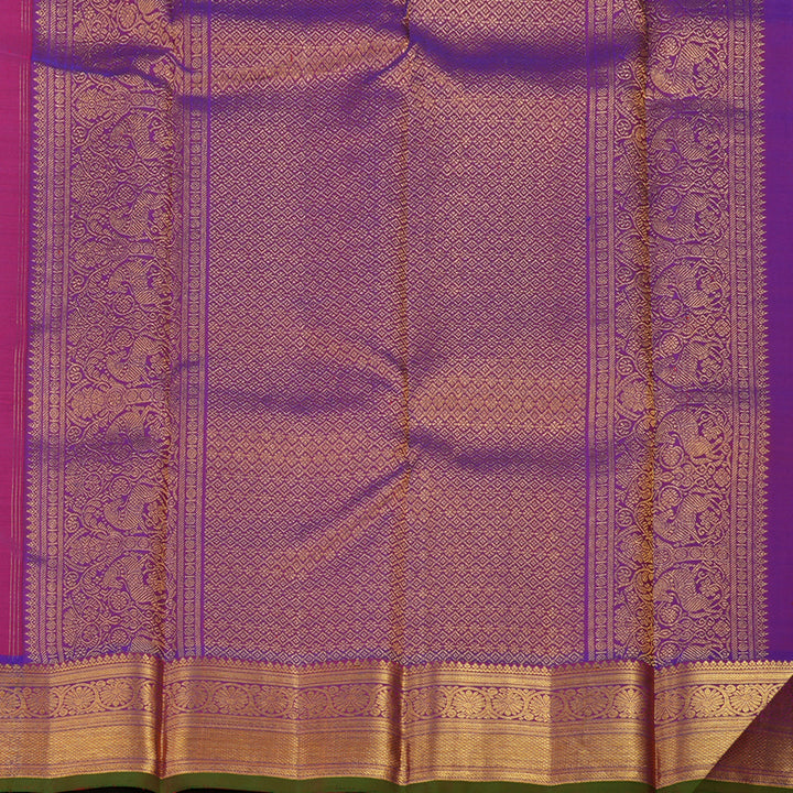 Hayagrivas Handloom Rani Pink Kanjivaram Silk Saree with Purple Border KBE1026I3-11