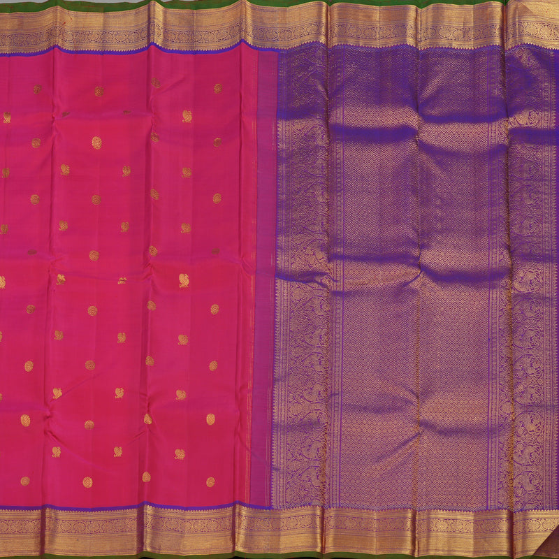 Hayagrivas Handloom Rani Pink Kanjivaram Silk Saree with Purple Border KBE1026I3-11