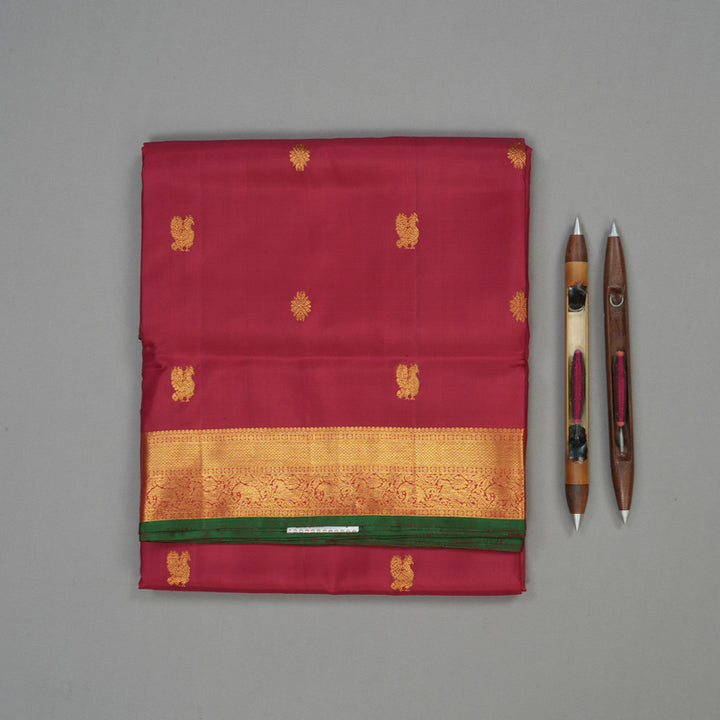 Hayagrivas Handloom Maroon Kanjivaram Ten Yards Silk Saree KBE1026I8-2
