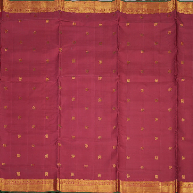 Hayagrivas Handloom Maroon Kanjivaram Ten Yards Silk Saree with Maroon & Green Edging Border KBE1026I8-3