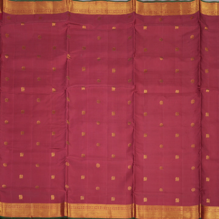 Hayagrivas Handloom Maroon Kanjivaram Ten Yards Silk Saree with Maroon & Green Edging Border KBE1026I8-3