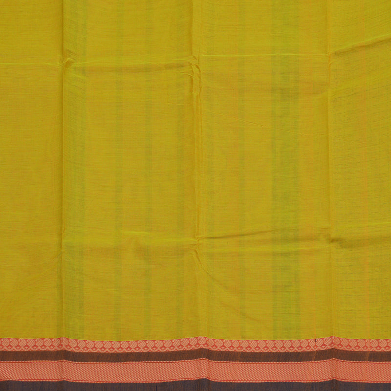 Hayagrivas Handloom Lemon Yellow Pure Cotton Saree with Brown Border KBE1031I12-3