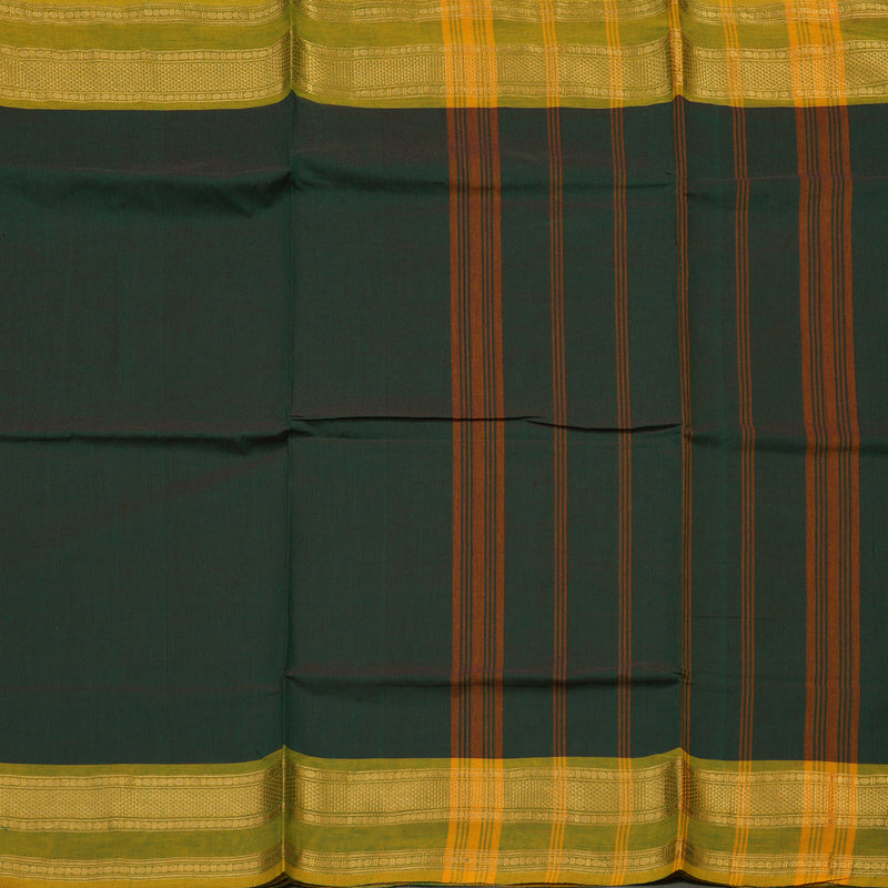 Hayagrivas Handloom Bottle Green Pure Chettinad Cotton Saree with Lime Green Border KBE1031I3-103