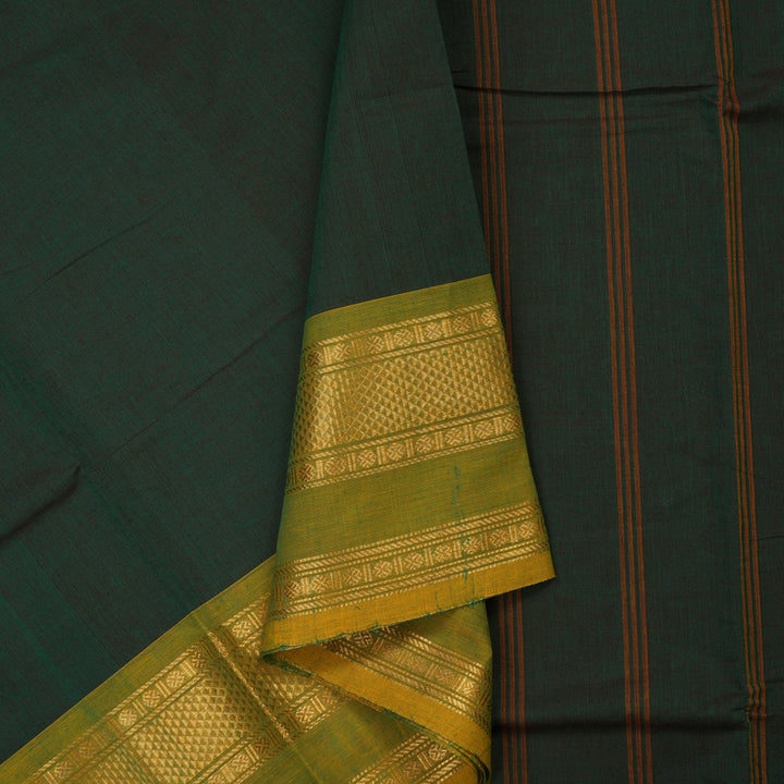 Hayagrivas Handloom Bottle Green Pure Chettinad Cotton Saree with Lime Green Border KBE1031I3-103